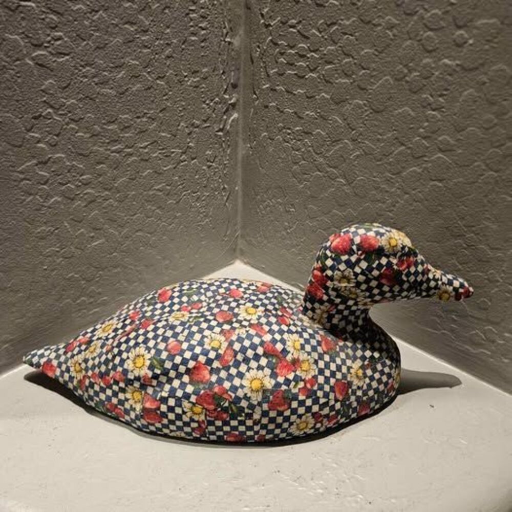 Vintage Wood and Fabric Decoupage Duck Decoy